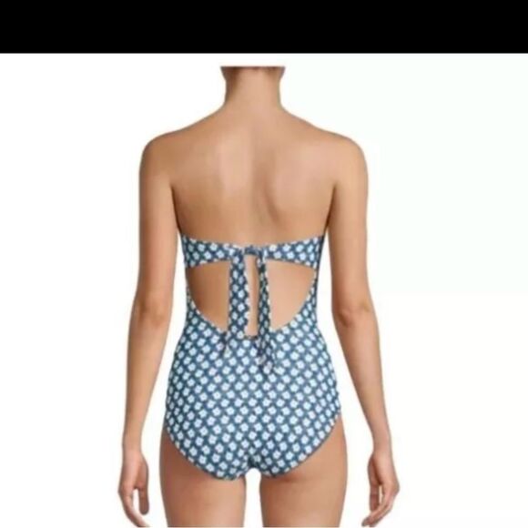 Tommy Hilfiger Blue Raspberry Floral Bandeau One-piece Swimsuit Size 16 NWT - Picture 3 of 9
